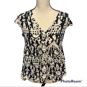 Anthropologie Vanessa Virginia Print Button Top